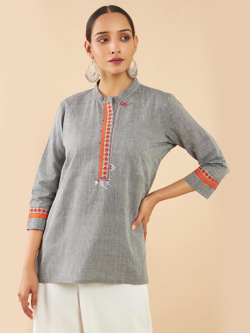 women three quarter sleeve a-line tunic - 18935315 - Very Small Image - 1