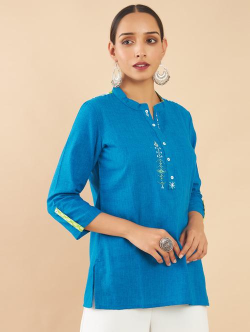 women three quarter sleeve a-line tunic - 18935316 - Very Small Image - 1