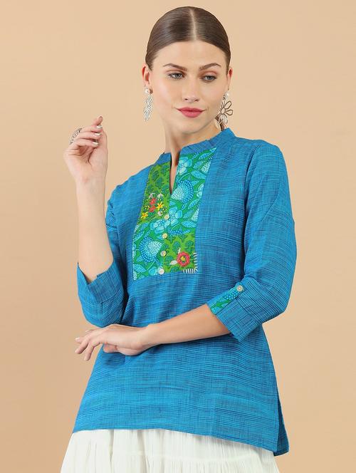 women three quarter sleeve a-line tunic - 18935323 - Very Small Image - 1