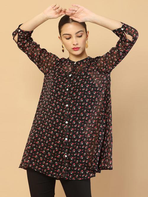 women three quarter sleeve a-line tunic - 18935346 - Very Small Image - 1