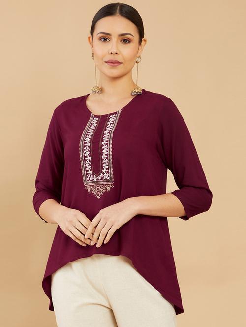 women three quarter sleeve a-line tunic - 18935377 - Very Small Image - 1