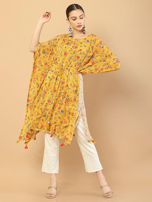 yellow chiffon null kaftan - 18935502 - Very Small Image - 1