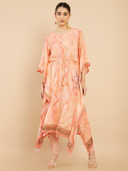 peach cotton null kaftan - 18935528 - Very Small Image - 1