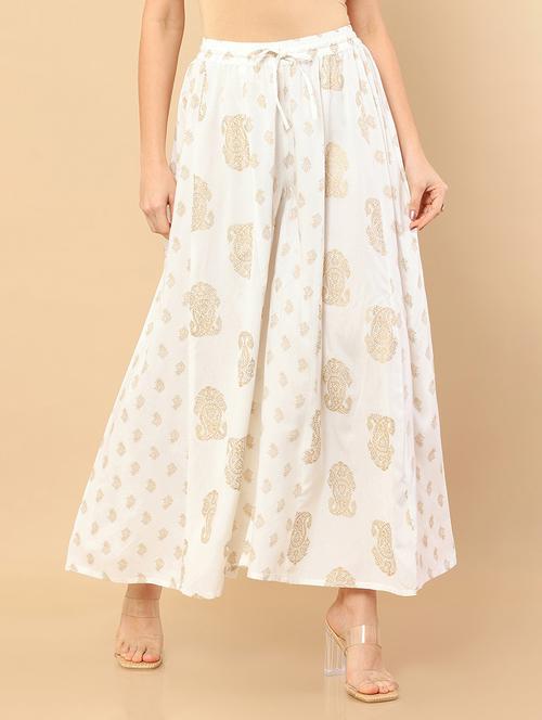 white printed rayon palazzo - 18935595 - Very Small Image - 1