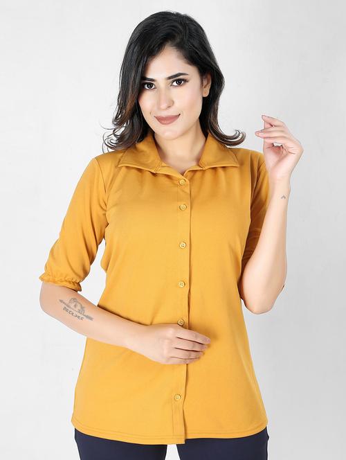 yellow crepe regular top - 18940332 - Very Small Image - 1