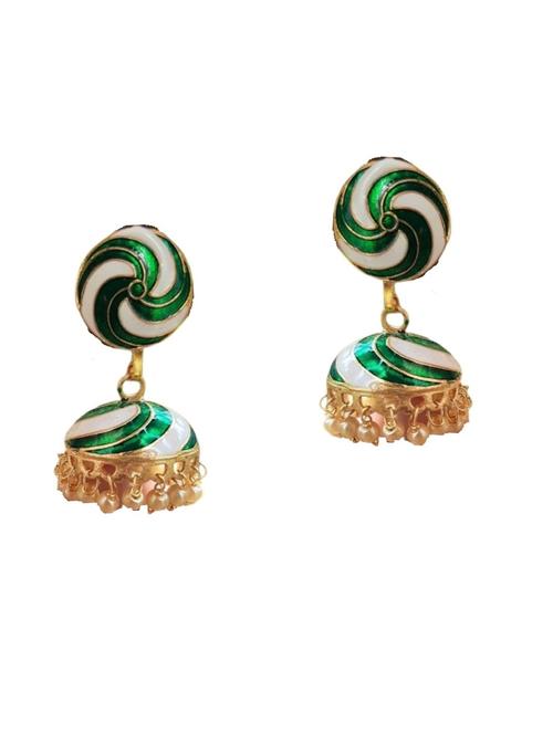 green metal earing set - 18948945 - Very Small Image - 1