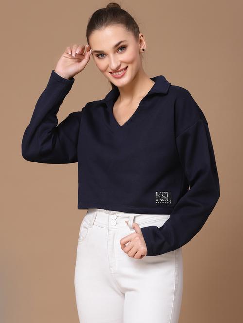 v neck solid sweatshirt - 18949781 - Very Small Image - 1