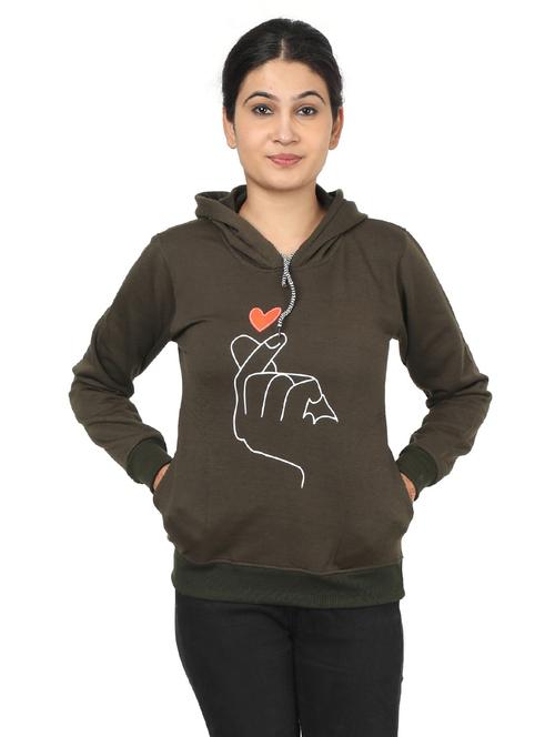 green chest print hooded sweatshirtt - 18950851 - Very Small Image - 1