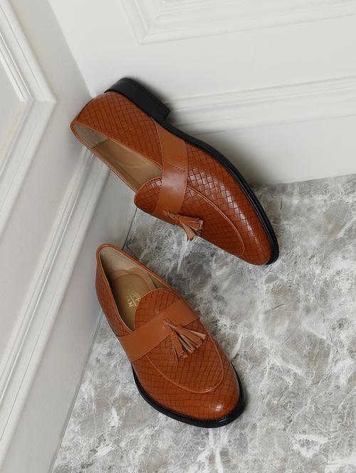 tan pu slip on loafers - 18950934 - Very Small Image - 1