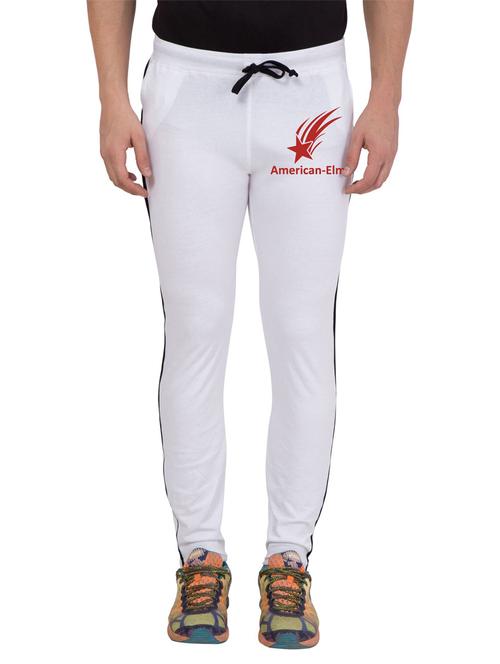 white cotton blend full length track pant - 18951774 - Very Small Image - 1