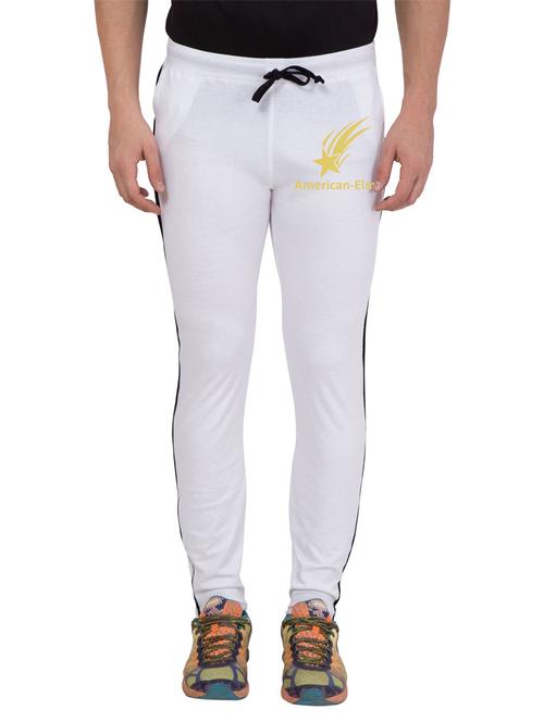 white cotton blend full length track pant - 18951777 - Very Small Image - 1
