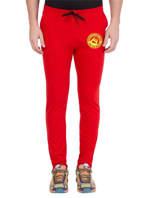 red cotton blend full length track pant - 18951866 - Very Small Image - 1