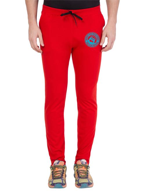red cotton blend full length track pant - 18951868 - Very Small Image - 1