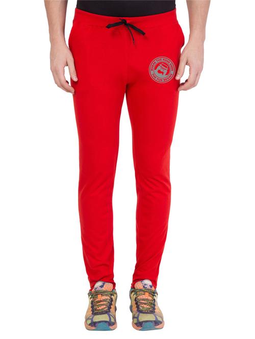 red cotton blend full length track pant - 18951869 - Very Small Image - 1