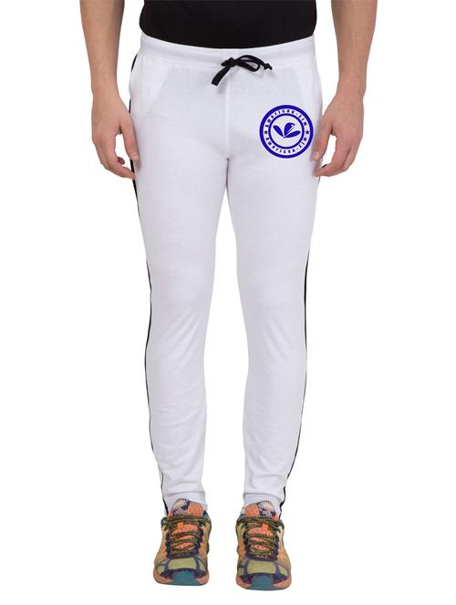 white cotton blend full length track pant - 18951871 - Very Small Image - 1
