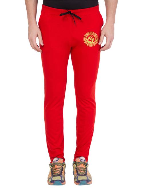 red cotton blend full length track pant - 18951873 - Very Small Image - 1