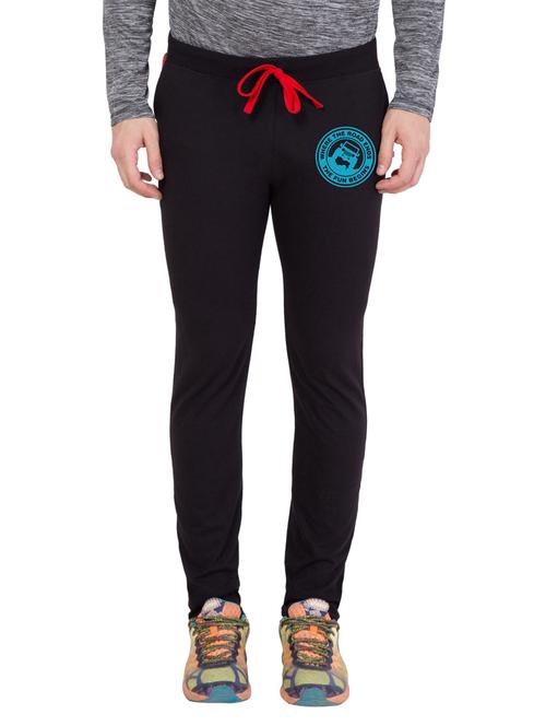 black cotton blend full length track pant - 18951877 - Very Small Image - 1