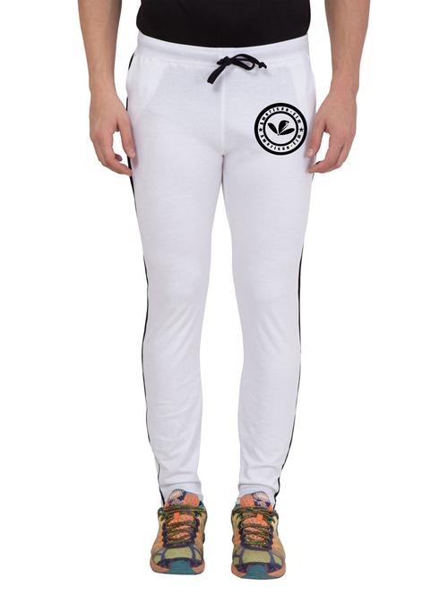 white cotton blend full length track pant - 18951882 - Very Small Image - 1