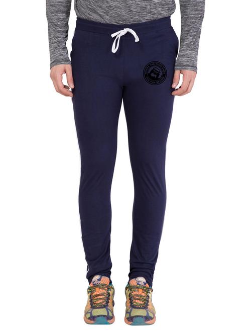 blue cotton blend full length track pant - 18951890 - Very Small Image - 1