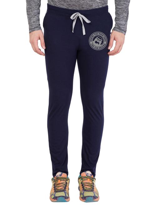 blue cotton blend full length track pant - 18951898 - Very Small Image - 1