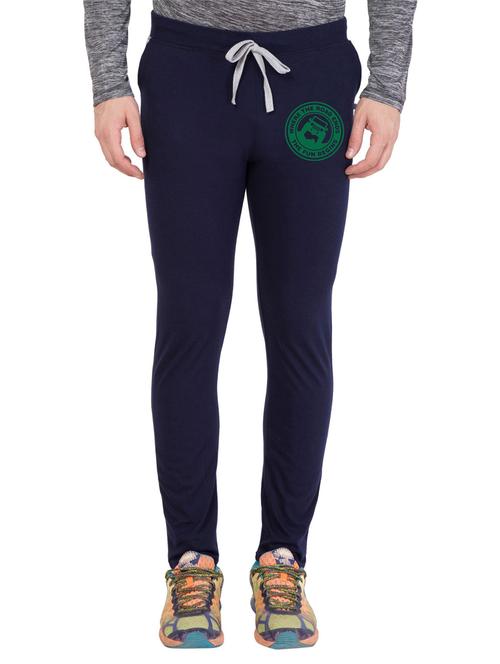 blue cotton blend full length track pant - 18951899 - Very Small Image - 1
