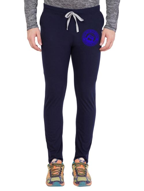 blue cotton blend full length track pant - 18951901 - Very Small Image - 1