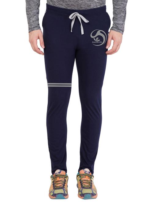 men blue solid full length track pant - 18951976 - Very Small Image - 1