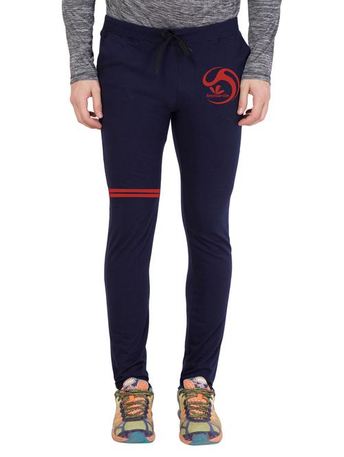 men blue solid full length track pant - 18952002 - Very Small Image - 1