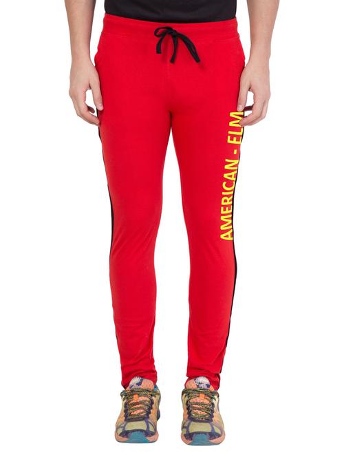 red printed full length track pant - 18952101 - Very Small Image - 1