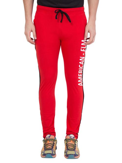 red printed full length track pant - 18952102 - Very Small Image - 1