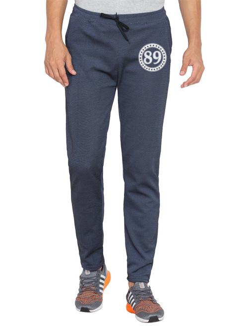 dark blue printed full length track pant - 18952113 - Very Small Image - 1