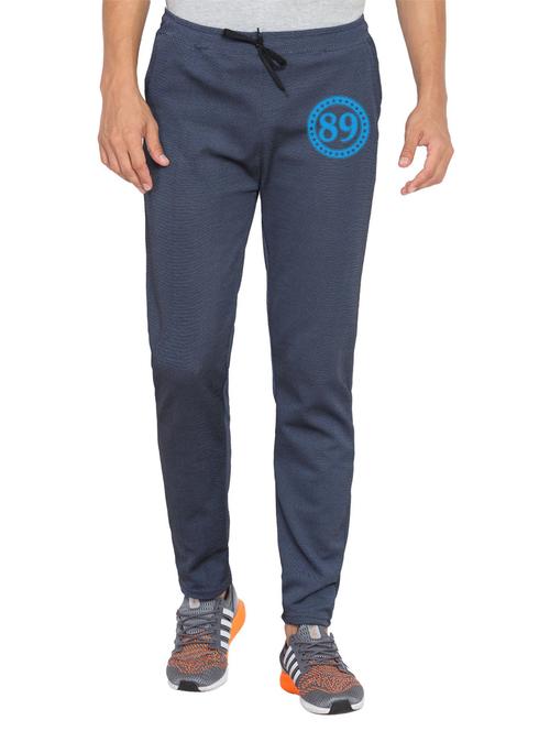 dark blue printed full length track pant - 18952114 - Very Small Image - 1