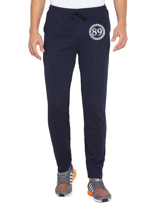 dark blue printed full length track pant - 18952121 - Very Small Image - 1