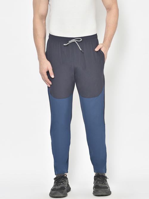 dark blue printed full length track pant - 18952126 - Very Small Image - 1