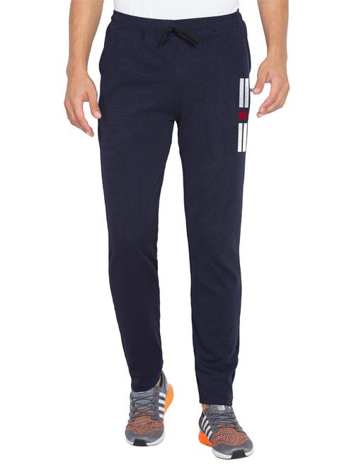 dark blue printed full length track pant - 18952173 - Very Small Image - 1