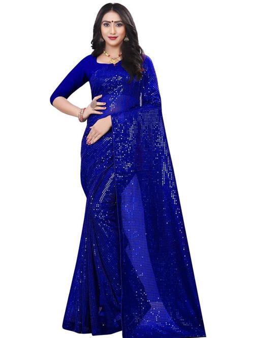dark blue saree set with blouse - 18958466 - Very Small Image - 1