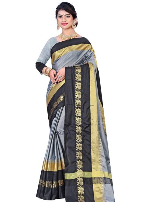 multi coloured jacquard saree with blouse - 18958482 - Very Small Image - 1