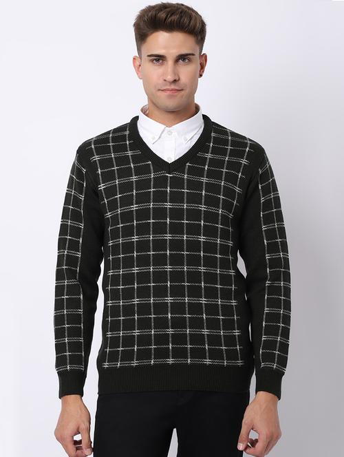 v-neck self design pullover - 18958773 - Very Small Image - 1