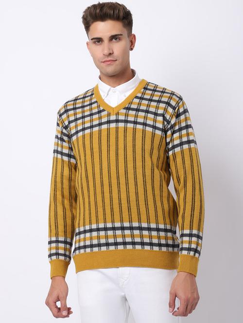 v-neck self design pullover - 18958774 - Very Small Image - 1