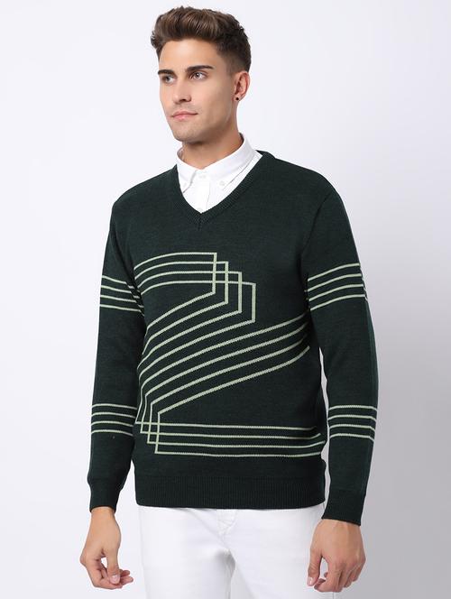 v-neck self design pullover - 18958783 - Very Small Image - 1