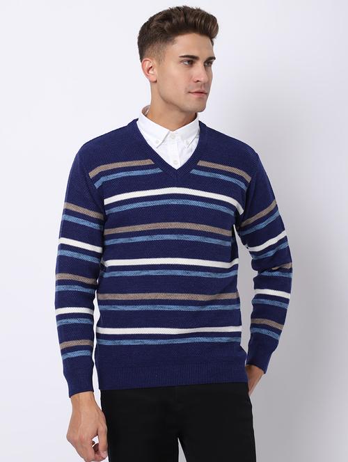 v-neck self design pullover - 18958784 - Very Small Image - 1