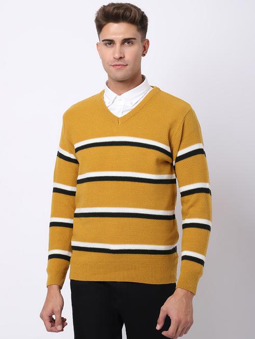 v-neck self design pullover - 18958785 - Very Small Image - 1
