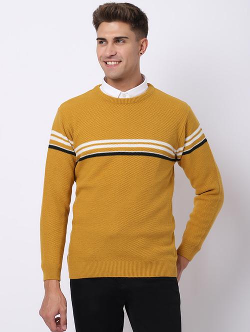 round neck self design pullover - 18958791 - Very Small Image - 1