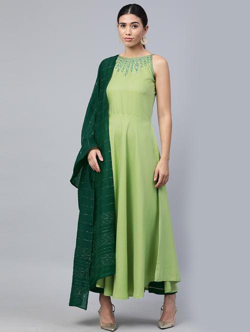 green kurta pant with dupatta - 18958865 - Very Small Image - 1