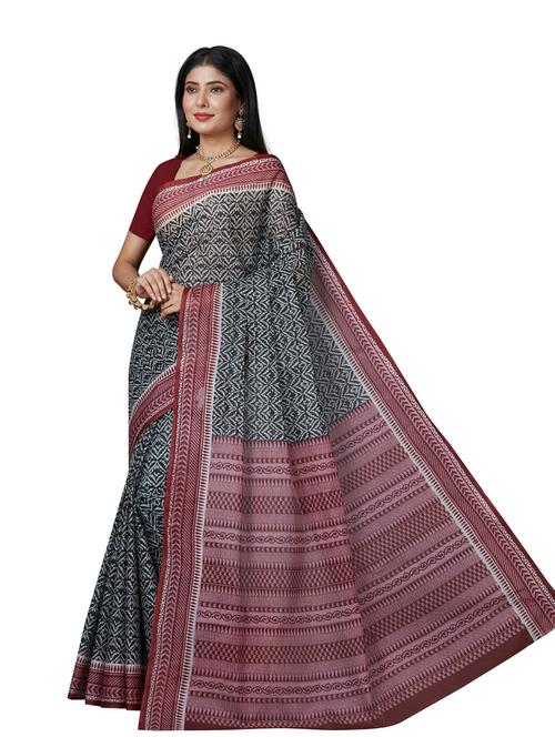 women's geometric grey colored saree - 18958892 - Very Small Image - 1