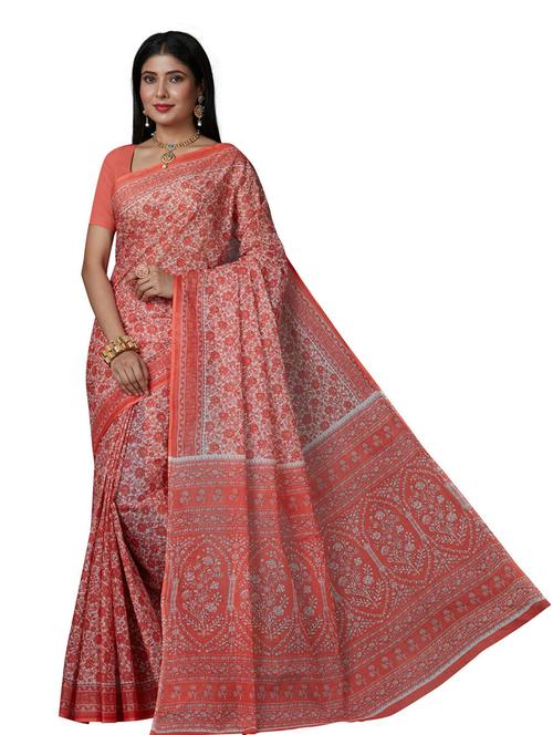 women's floral red colored saree - 18958904 - Very Small Image - 1