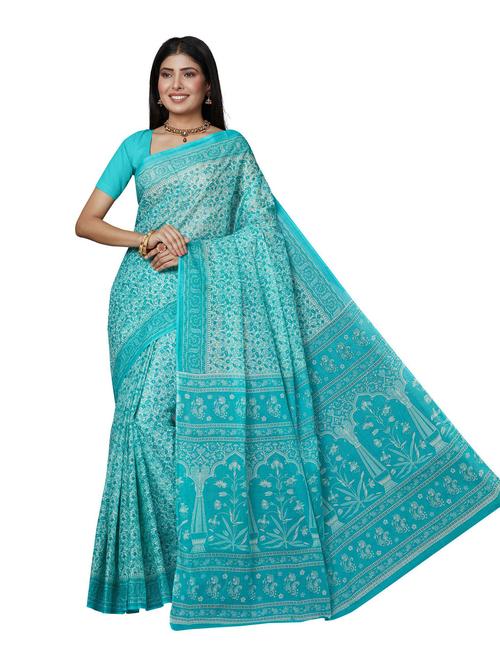 women's floral sea green colored saree - 18958911 - Very Small Image - 1