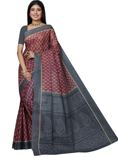 women's paisley maroon colored saree - 18958944 - Very Small Image - 1