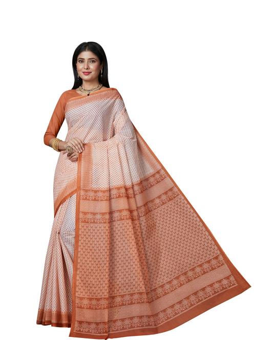 women's ethnic motifs orange colored saree - 18958948 - Very Small Image - 1