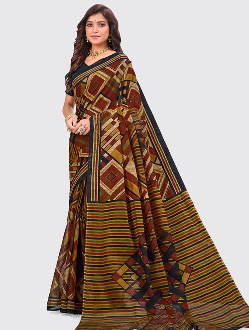 multi colored cotton printed saree - 18959013 - Very Small Image - 1
